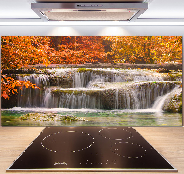 Glazen achterwand keuken Waterval in de herfst