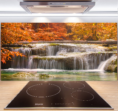Glazen achterwand keuken Waterval in de herfst