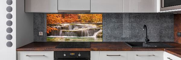 Glazen achterwand keuken Waterval in de herfst
