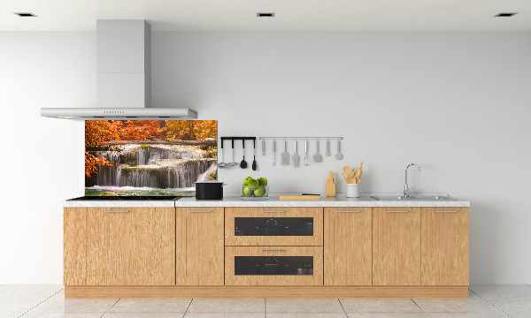 Glazen achterwand keuken Waterval in de herfst