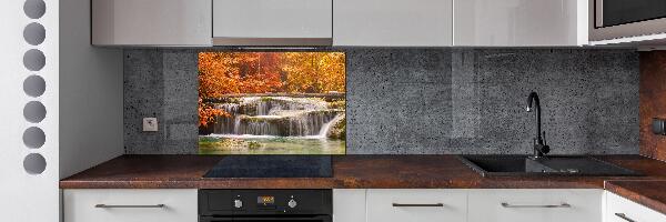 Glazen achterwand keuken Waterval in de herfst