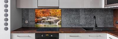 Glazen achterwand keuken Waterval in de herfst