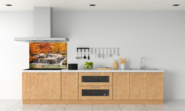 Glazen achterwand keuken Waterval in de herfst