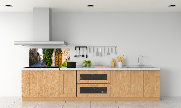 Spatscherm keuken Een charmante straat