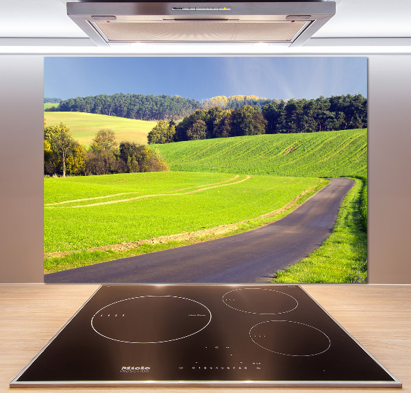 Glazen achterwand keuken Onverharde weg