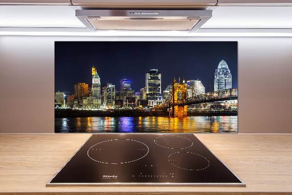 Spatplaat keuken De Ohio-rivier 's nachts