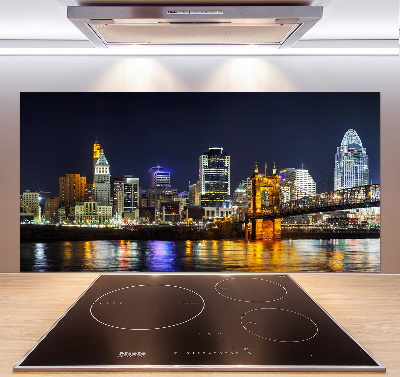 Spatplaat keuken De Ohio-rivier 's nachts