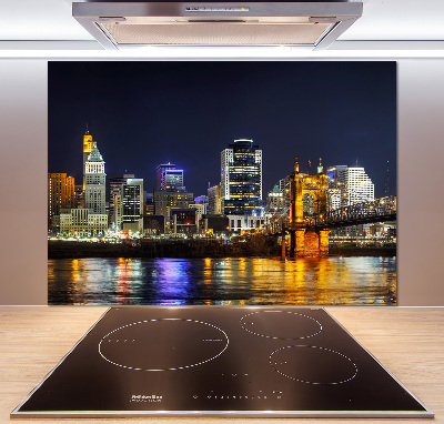 Spatplaat keuken De Ohio-rivier 's nachts