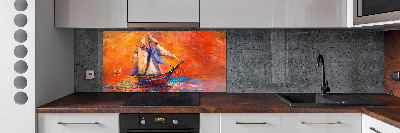 Glazen achterwand keuken Ruimteschip