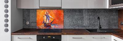 Glazen achterwand keuken Ruimteschip