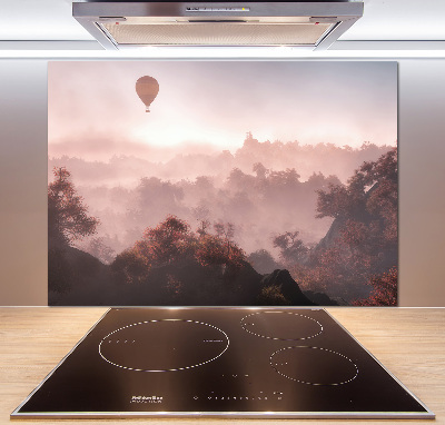 Glazen achterwand keuken Ballonvaart boven het bos