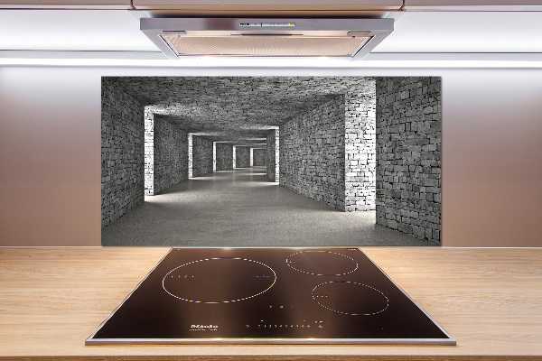Glazen achterwand keuken Bakstenen tunnel