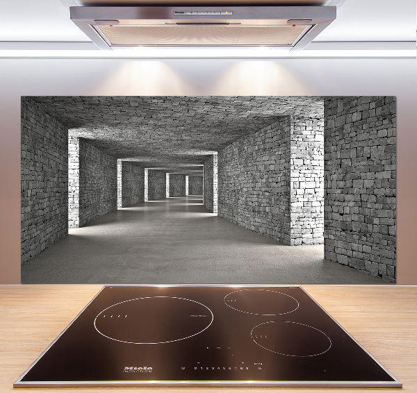 Glazen achterwand keuken Bakstenen tunnel