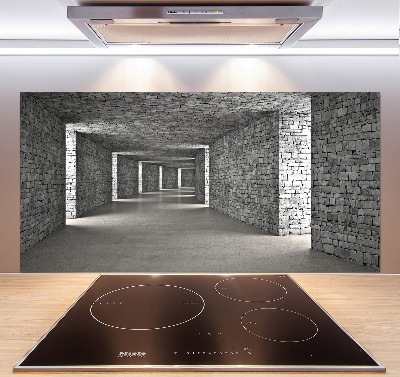 Glazen achterwand keuken Bakstenen tunnel