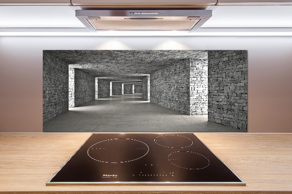 Glazen achterwand keuken Bakstenen tunnel