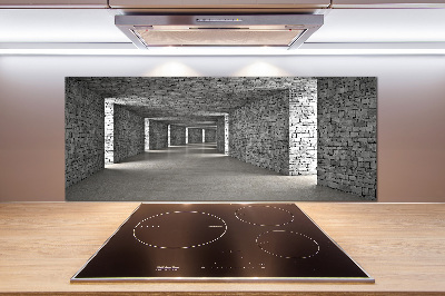 Glazen achterwand keuken Bakstenen tunnel