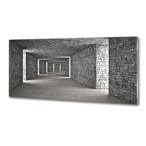 Glazen achterwand keuken Bakstenen tunnel