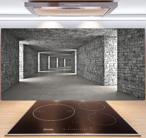 Glazen achterwand keuken Bakstenen tunnel