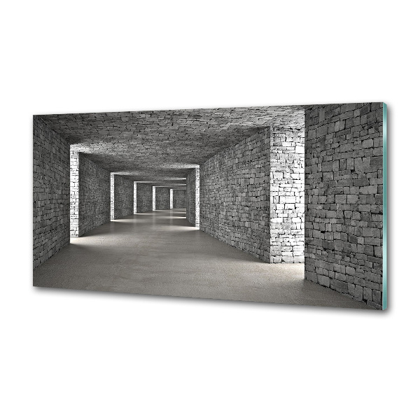 Glazen achterwand keuken Bakstenen tunnel