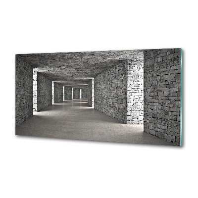 Glazen achterwand keuken Bakstenen tunnel