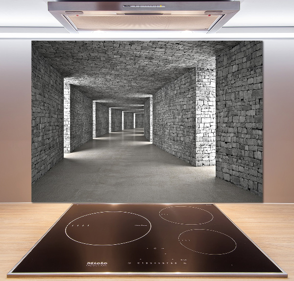 Glazen achterwand keuken Bakstenen tunnel