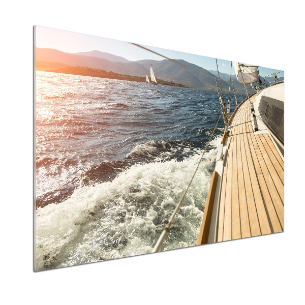 Achterwand keuken Een zeilboot op zee