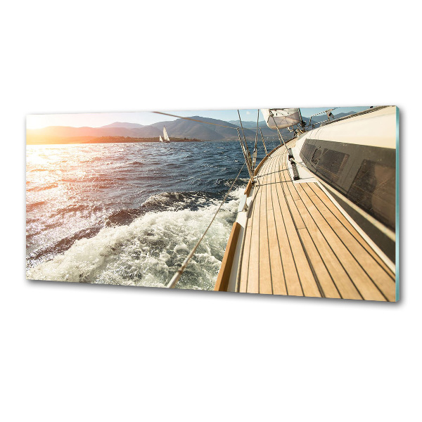 Achterwand keuken Een zeilboot op zee