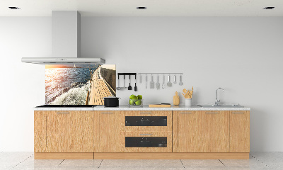 Achterwand keuken Een zeilboot op zee