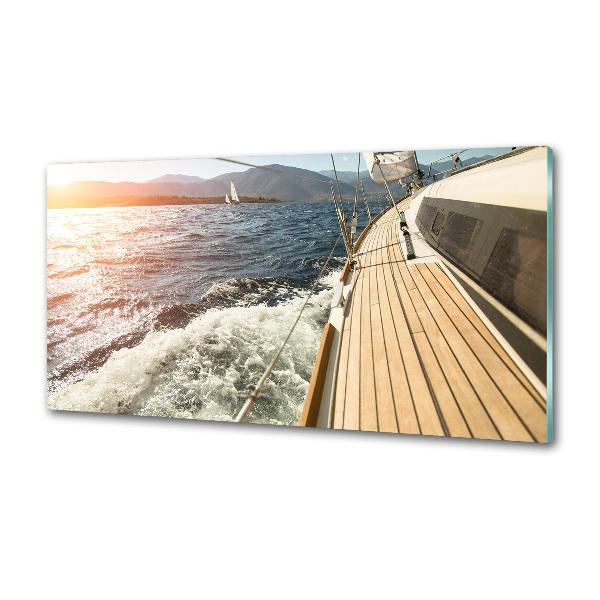 Achterwand keuken Een zeilboot op zee