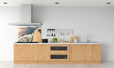 Achterwand keuken Een zeilboot op zee