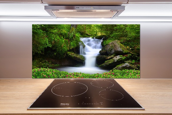 Spatscherm keuken Waterval in het bos