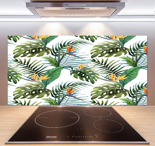 Spatplaat keuken Tropische bloemen