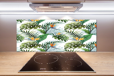 Spatplaat keuken Tropische bloemen