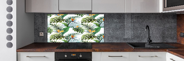 Spatplaat keuken Tropische bloemen