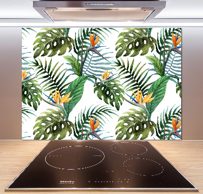 Spatplaat keuken Tropische bloemen