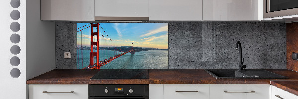 Glazen achterwand keuken San Francisco-brug
