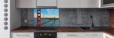 Glazen achterwand keuken San Francisco-brug