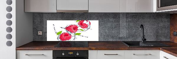 Achterwand keuken Framboos en water