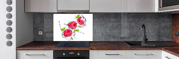 Achterwand keuken Framboos en water