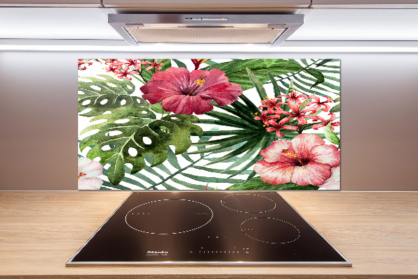 Spatscherm keuken Tropische bloemen