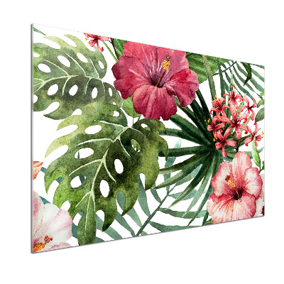 Spatscherm keuken Tropische bloemen