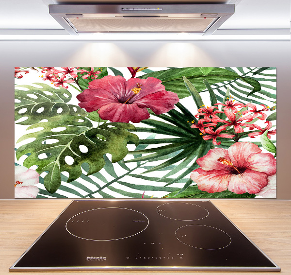 Spatscherm keuken Tropische bloemen