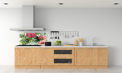 Spatscherm keuken Tropische bloemen