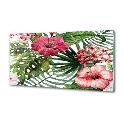 Spatscherm keuken Tropische bloemen