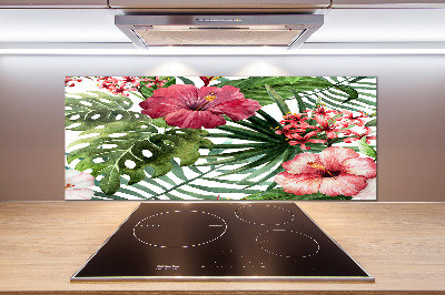 Spatscherm keuken Tropische bloemen