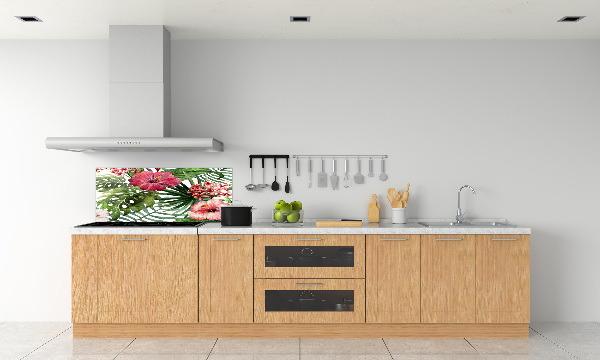 Spatscherm keuken Tropische bloemen