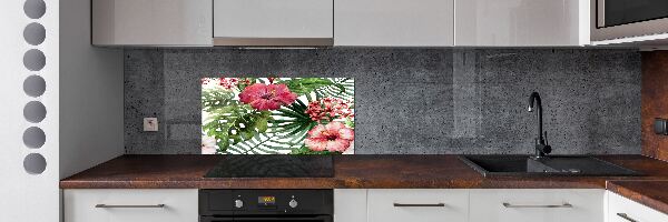 Spatscherm keuken Tropische bloemen