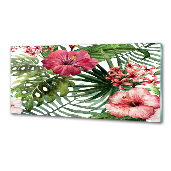 Spatscherm keuken Tropische bloemen
