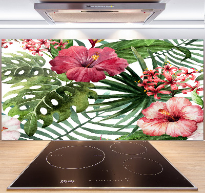 Spatscherm keuken Tropische bloemen