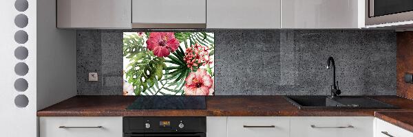 Spatscherm keuken Tropische bloemen